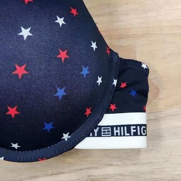 💜Tommy Hilfiger Blue Star Print Micro Push-up Bra 34C - Picture 5 of 10